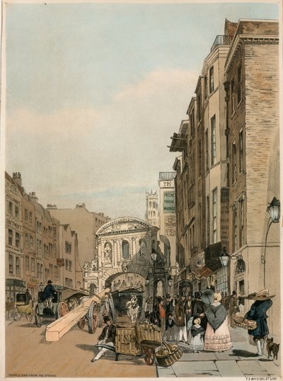 Temple Bar from The Strand, London by Thomas Shotter Boys